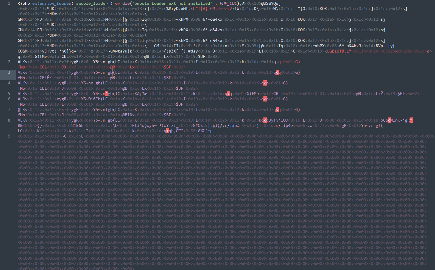 PHP代码加密后效果
